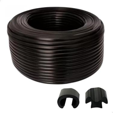 Imagem de Perfil Macho e Fêmea em PVC, 50 Metros 16mm Preto, para Cadeiras e Móveis