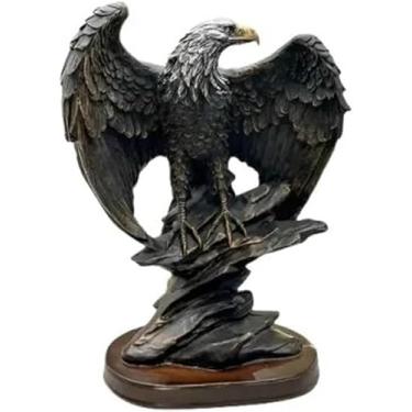 Imagem de Estátua De Águia De Resina Escultura Decoração Bronzeada Colecionável Decorativa Careca Estatueta Presente Top Display Símbolo De Riqueza Liberdade Poder Para Escritório Casa Sala De Estar