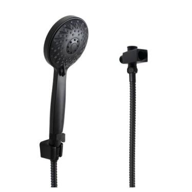 Imagem de Chuveirinho Redondo de ABS Preto c/ Mangueira e Desviador - AMG Metais