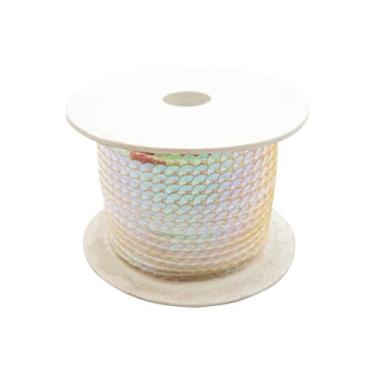 Imagem de Fio Trançado Paetê Rosa Transparente Irisado 6mm 50m 130g - Macall