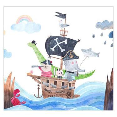 Imagem de Papel de Parede Adesivo Infantil Animais Piratas Bebe Quarto - 489pcp 