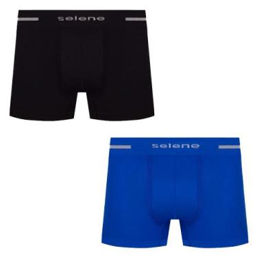 Imagem de Kit 2 cueca boxer box microfibra  selene masculina original, P, Preta 