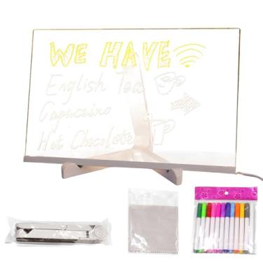 Imagem de Prancheta de desenho de LED, quadro de iluminação para crianças, arte de escrita apagável a seco para loja, escola, escritório, mesa, café, bar, aniversário infantil