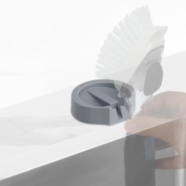 Imagem de LANMU Suporte de escova de prato compatível com escova de limpeza OXO para dispensador de sabão (nova versão), suporte autoadesivo de silicone para varinha de prato com bico de drenagem para secagem