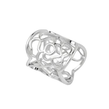 Imagem de NewZenro Delicada flor rosa tubo oco lenço de seda anel slide clipe para mulheres cachecóis xaile camiseta moda floral fivela suporte fecho para vestidos, acessórios de roupas modernas para ela (prata