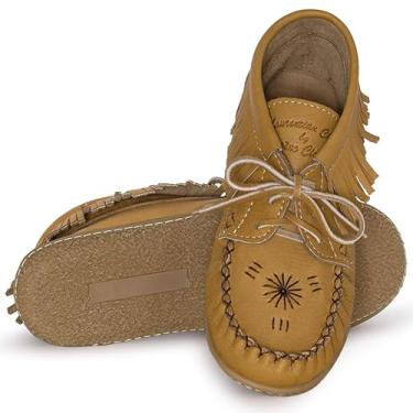 Imagem de Laurentian Chief Mocassins Bota feminina no tornozelo – Botas de tornozelo elegantes com bordado inca, palmilha confortável, sola de borracha durável, feita no Canadá, Cortiça, 35