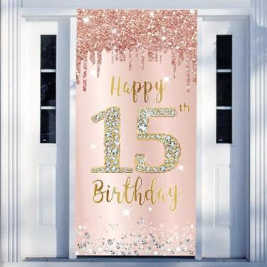 Imagem de Decorações de banner de porta Excelloon Happy 15th Birthday Girls