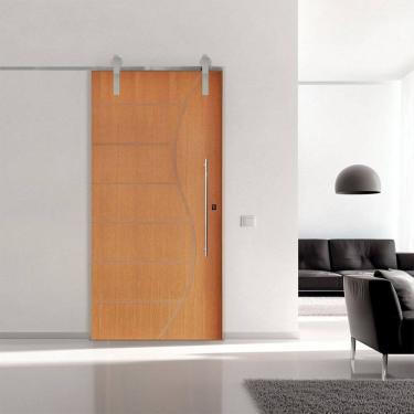 Imagem de Porta Correr 12 Trilho Soft Aparente Puxador Tubo 60cm 110cm X 210cm Esquerdo Belíssima Rodam