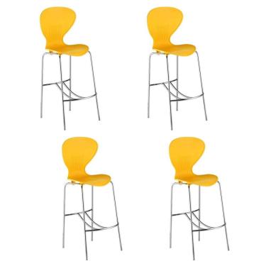Imagem de Conjunto 4 Banquetas Alta com Encosto Flash Amarelo