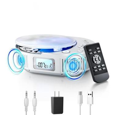 Imagem de Leitor de CD portátil FELEMAN atualizado Boombox com Bluetooth