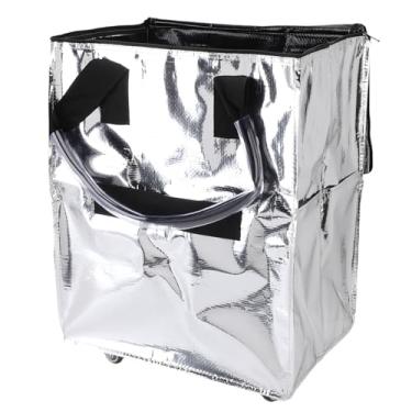 Imagem de Asixxsix Bolsa de Supermercado Reutilizável sobre Rodas, Carrinho de Compras Leves Com Tecido Impermeável e Material de PP, Bolsa Multifuncional para Viagens de Acampamento (Prata)