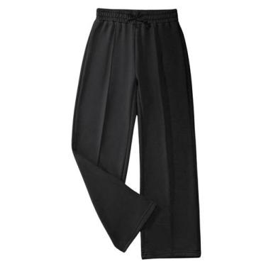 Imagem de Calça de moletom feminina RoseSeek preta de 14 anos de cintura alta