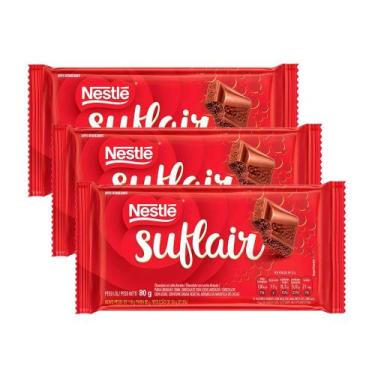 Imagem de Kit 3 Chocolate Nestlé Suflair Ao Leite 80g