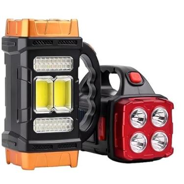 Imagem de Lanterna LED com Fonte de Energia Própria – Holofote USB + Solar, Perfeita para Atividades ao Ar Livre e Situações de Emergência