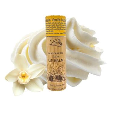 Imagem de Luxiny Protetor labial em tubo de bambu, hidratante natural vegano, com cera de girassol e vitamina E (creme de manteiga de baunilha)