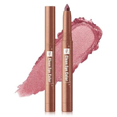 Imagem de Erinde Bastão de sombra creme, bastão metálico para clareador de olhos, palitos de sombra cremosos brilhantes com apontador embutido, lápis delineador de olhos com glitter à prova d'água de longa