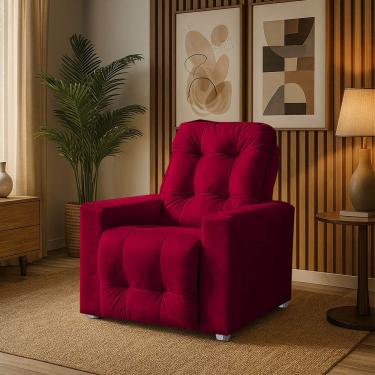Imagem de Poltrona Cadeira Vitória Papai E Mamãe Com Encosto Macio Para Sala De Descanso Vermelho