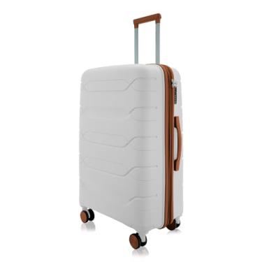 Imagem de Mala de Viagem Grande Expansiva 23-32kg, Polipropileno Rígida, Cadeado, Rodas Duplas 360 (Branca)