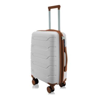 Imagem de Mala de Bordo Rígida em Polipropileno, 10kg, 4 Rodas 360º, com Expansor e Cadeado Segredo P1MB (Branca A)