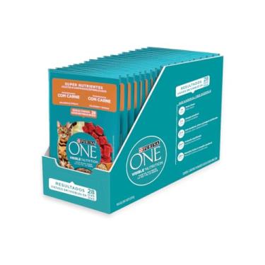 Imagem de Pack Purina One Ração Úmida Para Gatos Sabor Carne Super Nutrientes - Com 15 Sachês 85g