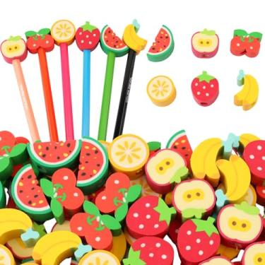 Imagem de 30 peças de borrachas de lápis para crianças, lindos topos de lápis de frutas, tampa de lápis divertida, páscoa para escola, material de sala de aula, presentes de prêmios, lembrancinhas de festa