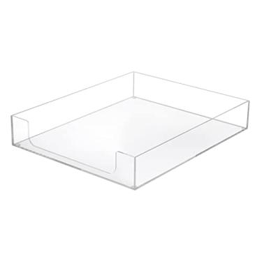 Imagem de BTSKY Organizador de mesa multifuncional A4 de acrílico transparente – Bandeja de documentos elegante tamanho carta para escritório, cosméticos, banheiro