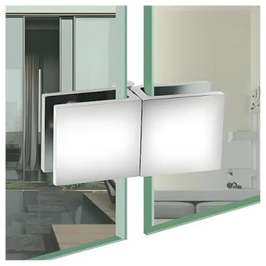 Imagem de QIAO 【2 peças】 Dobradiça de porta de vidro – Gabinete de vinho de 180 graus, dobradiça de porta de armário de vidro para fixação de clipe de fixação para espessura de vidro de 5 – 8 mm