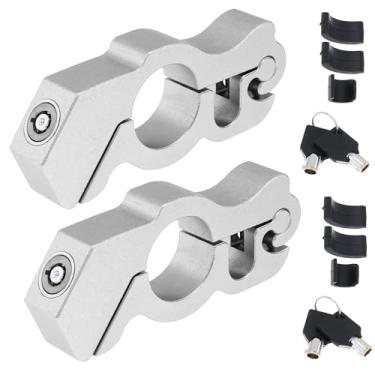 Imagem de Windance 2 unidades de motocicleta resistente antifurto guidão acelerador trava de segurança trava de freio frontal trava de alavanca em bicicleta suja ciclomotor scooter ATV (prata)