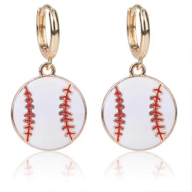 Imagem de Brincos pendentes de beisebol, brincos estilosos em forma de beisebol, brinco esportivo de bola de astro, acessórios para jogadores, joias esportivas, presentes delicados, brincos pendentes para