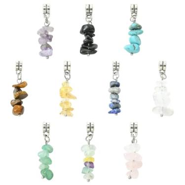 Imagem de UR URLIFEHALL 50 peças, 10 estilos, pingentes europeus, pingentes de pedras irregulares, coloridos, para colar DIY, brinco, artesanato, bijuteria