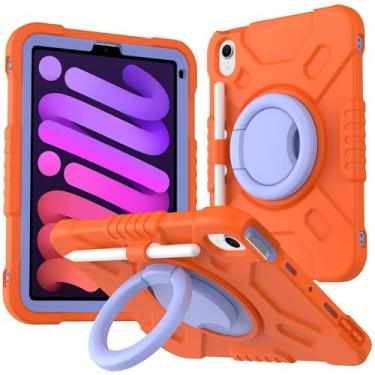 Imagem de Callyue Capa para iPad mini 7 2024 A17 Pro/iPad mini 6th 8,3 polegadas 2021, capa protetora à prova de choque 2 em 1 com suporte embutido O para crianças, laranja