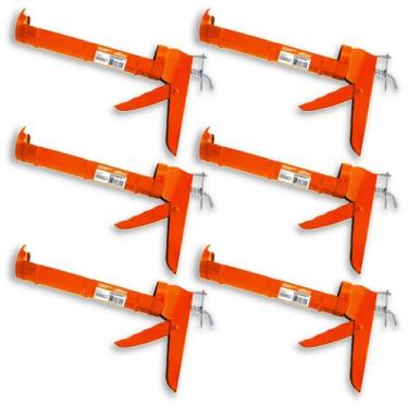 Imagem de Kit 6 Pistolas Aplicadora Silicone 9 Pol allflex Aço Carbono