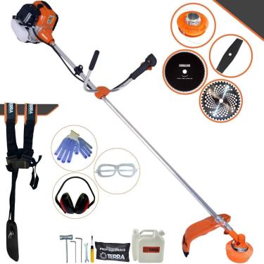 Imagem de Roçadeira Terra GR520-XP À Gasolina Motor 2T 52cc 2,5HP 4 Em 1 Com Carretel + Lâmina 2 Pontas + Lâmina 40 Dentes de Vídea + Lâmina 80 Dentes + EPI