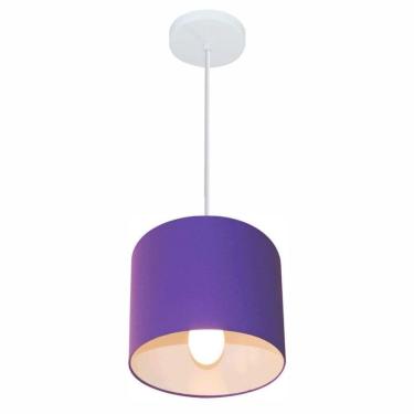 Imagem de Lustre Pendente Cilíndrico Md-4046 Cúpula Em Tecido 18x18cm Roxo - Bivolt