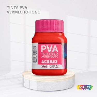 Imagem de Tinta pva fosca para artesanato com 37ml cor vermelho fogo - ACRILEX