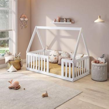 Imagem de Mini Cama Montessoriana com Grade e Telhado Giulia Casatema MadeiraOri