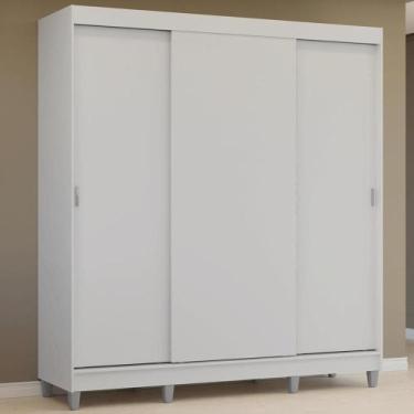 Imagem de Guarda-roupa Casal Com Pés 3 Portas De Correr Branco Reno Madesa
