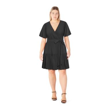 Imagem de City Chic Vestido feminino plus size - Callie Wrap, Preto, 54