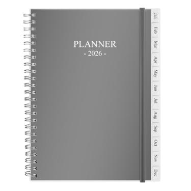 Imagem de Planner 2026, agenda mensal de janeiro de 2026 a dezembro de 2026, agenda de calendário com capa de PP resistente, agenda semanal 2026, abas laminadas, encadernação de fio duplo, elástico e agenda