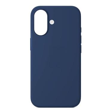 Imagem de Capinha Compatível com Iphone 16 Preta, Branca, Azul, Rosa, Bordô, Roxo, Lilás, Cinza, Pink, Bege, Flexivel, Tecnologia anti impacto, Aveludada com design PREMIUM c/logo (Azul Escuro)