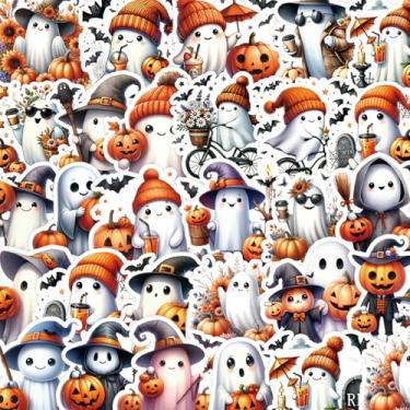 Imagem de 100 peças de adesivos de Halloween - desenhos assustadores fantasma bruxa abóbora - fácil de descascar, sem resíduos para planejadores, diários, cartões, artesanato - lembrancinhas de festa de