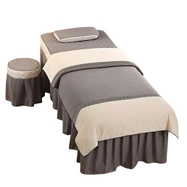 Imagem de 4 peças estilo nórdico salão de beleza dedicado massagem fisioterapia capa de cama simples capa de cama de massagem (cinza 70 * 185 cm)