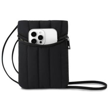 Imagem de BBORGDC Bolsas transversais pequenas para mulheres, carteira de telefone acolchoada, bolsa tiracolo preta, design original, para meninas, estilo boho, para caminhar, viajar, deslocamento diário, dar