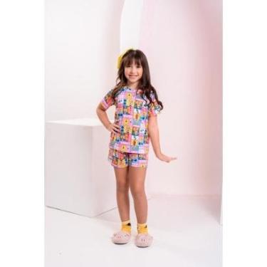 Imagem de Pijama Kids Manga Curta Ursinho Pooh retalhos 2 a 13 anos-Feminino