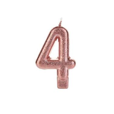 Imagem de Vela Bronze Glitter Número 4 para Festas - Elegância e Brilho - no-bra
