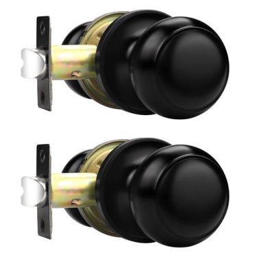 Imagem de Maçanetas Probrico Hall/Closet Flat Black Finish, pacote com 2