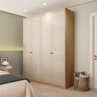 Imagem de Guarda-roupa Solteiro 4 Portas 100% Mdf Pérola Yescasa