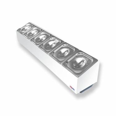 Imagem de Condimentadora Lateral Refrigerada 6 cubas ZPCNLR06 Branca - Zepper