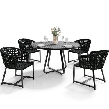 Imagem de Kit Mesa Wine Com 4 Cadeira Área Externa Espaço Gourmet Corda Náutica Belize D04 Preto - Lyam Decor