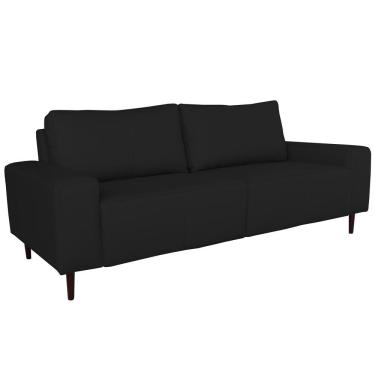 Imagem de Sofá 04 Lugares Sala de Estar Recepção 260cm Brad Couro Preto - Gran Belo